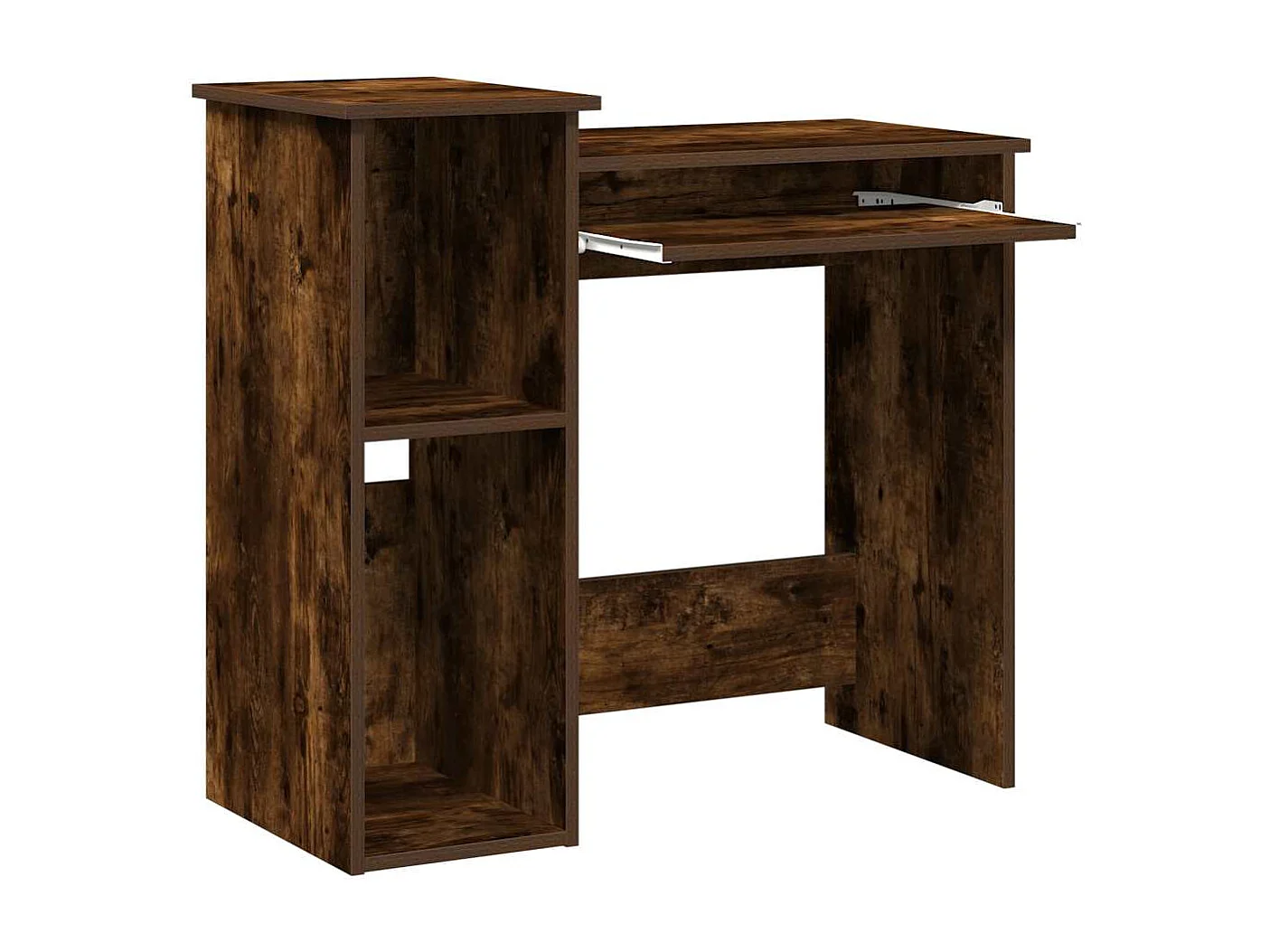 Bureau avec étagères chêne fumé 84x40x78 cm bois d'ingénierie