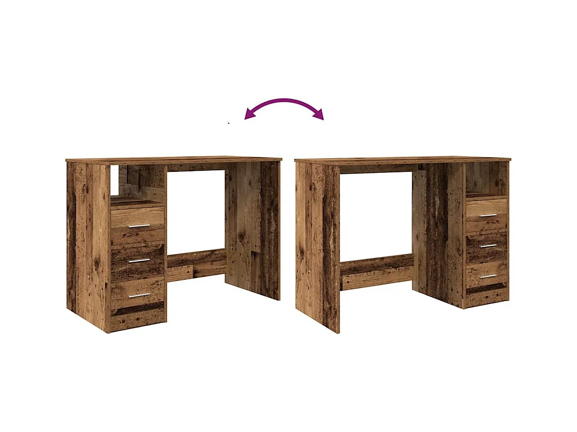 Escritorio de madera ingeniería madera envejecida 102x76x50 cm
