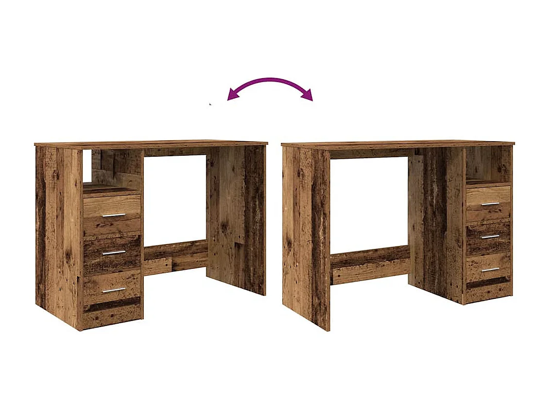 Bureau vieux bois 102x50x76 cm bois d'ingénierie