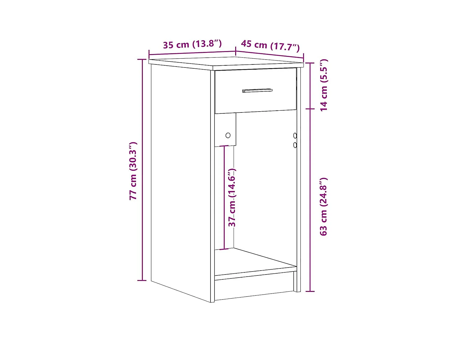 Suporte torre computador com gaveta 35x45x77cm cinzento cimento