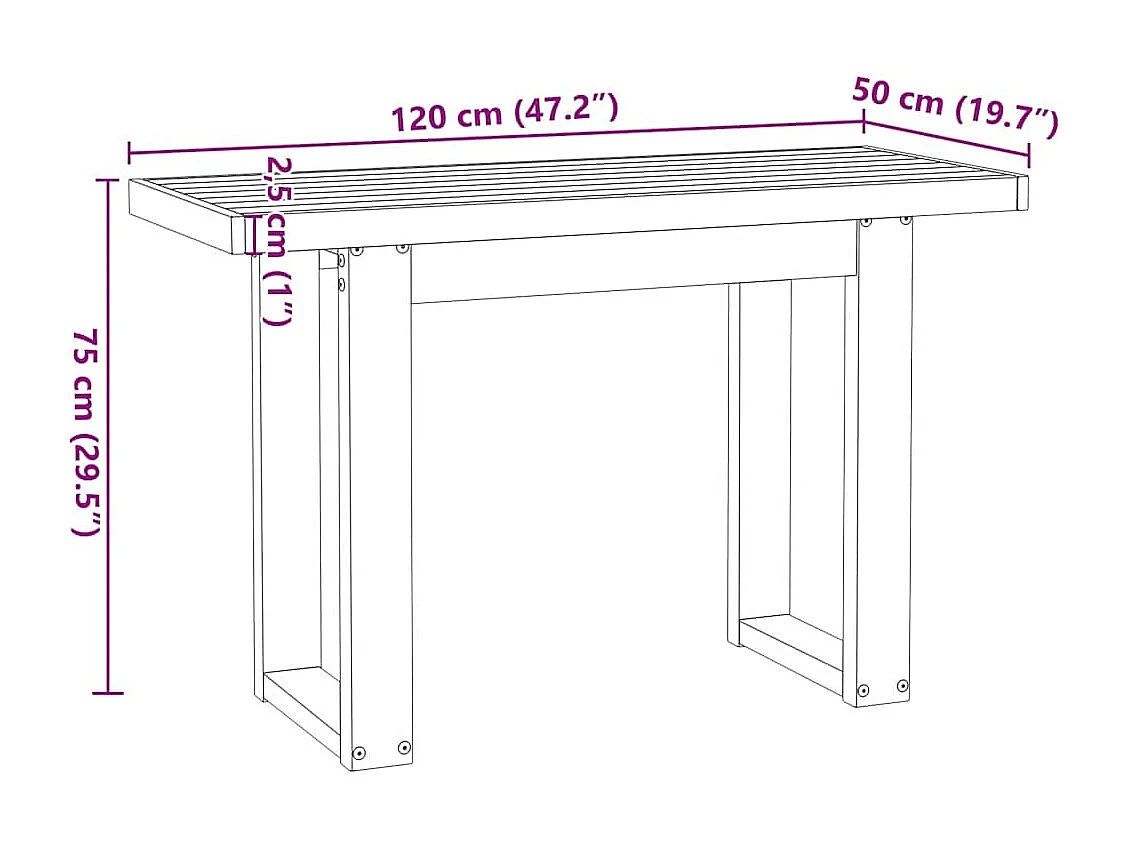 Bureau NOAIN pieds en forme de U 120x50x75 cm bois massif pin