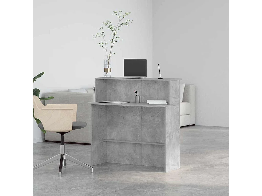 Bureau de réception gris béton 100x50x103,5cm bois d'ingénierie
