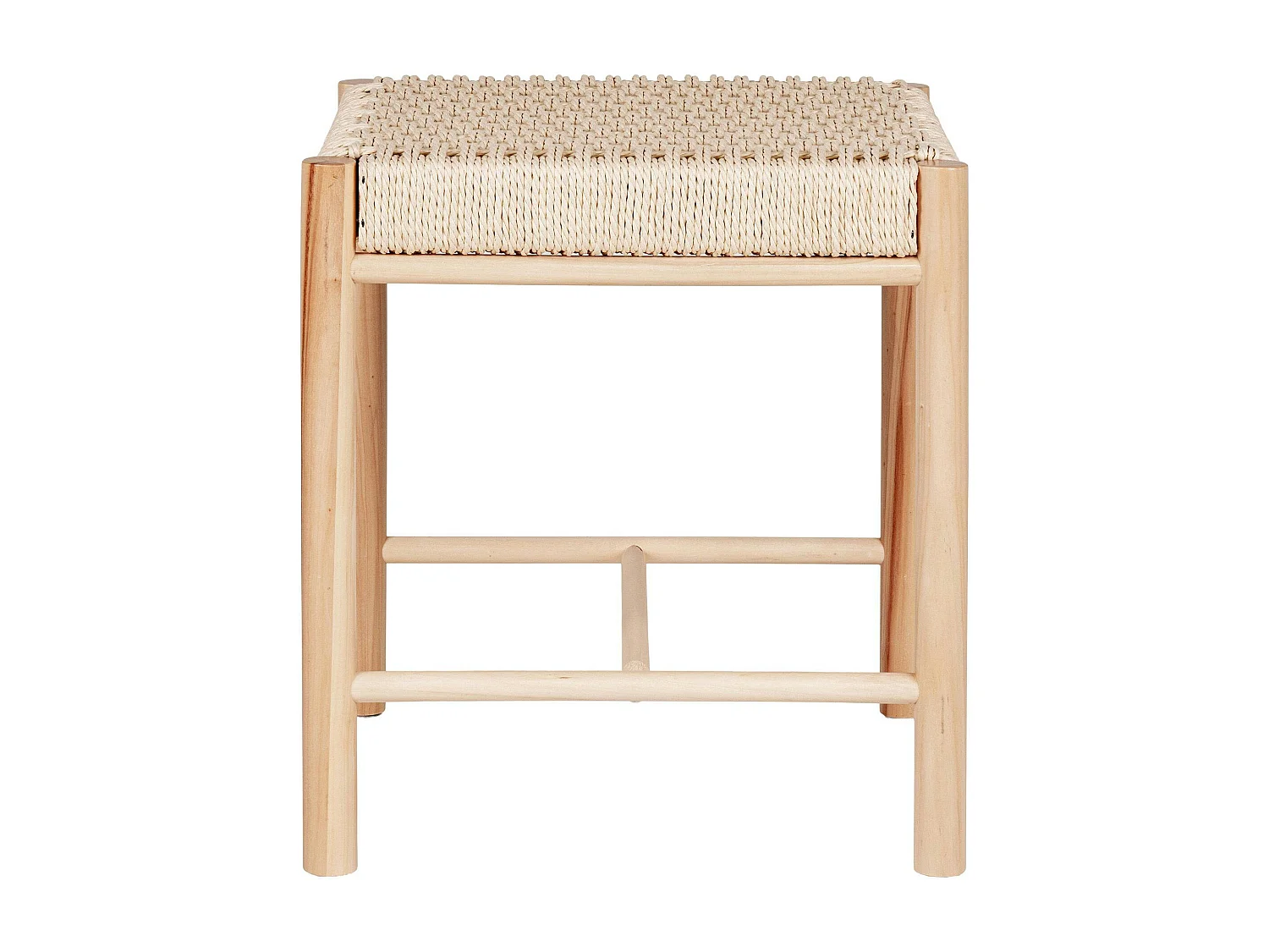 Tabouret bas carré en bois clair et corde tressée TALLINN