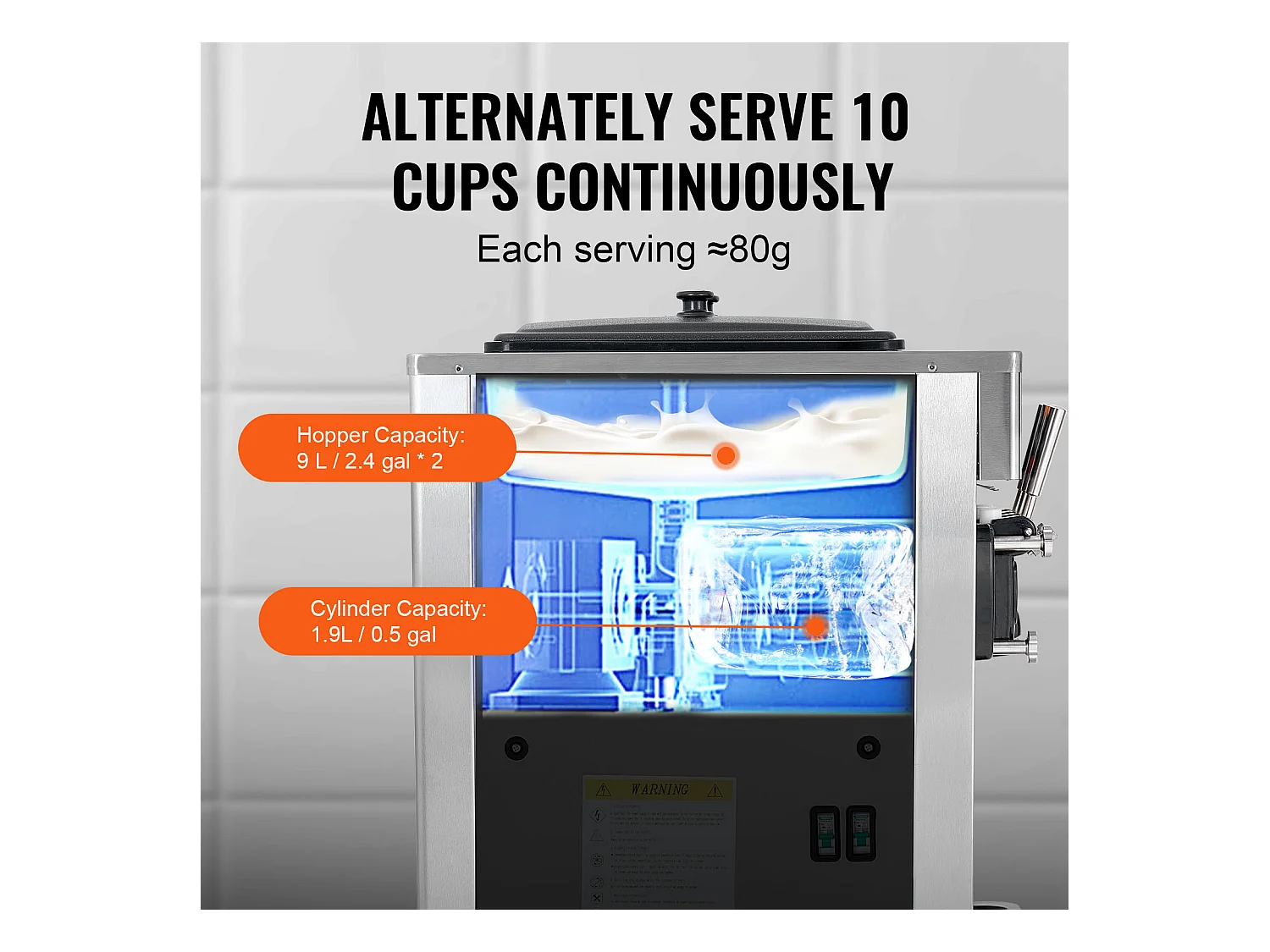 Sorbetière  SucceBuy Machine à Crème Glacée Commerciale 34-44 L/H Panneau LED 3 Parfums