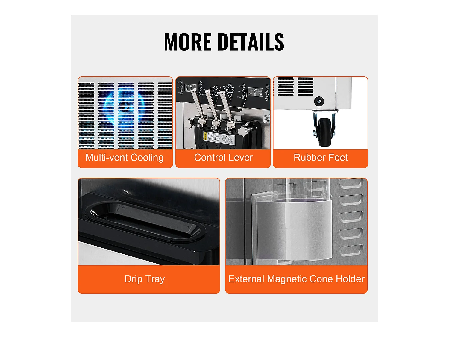 Sorbetière  SucceBuy Machine à Crème Glacée Commerciale 34-44 L/H Panneau LED 3 Parfums