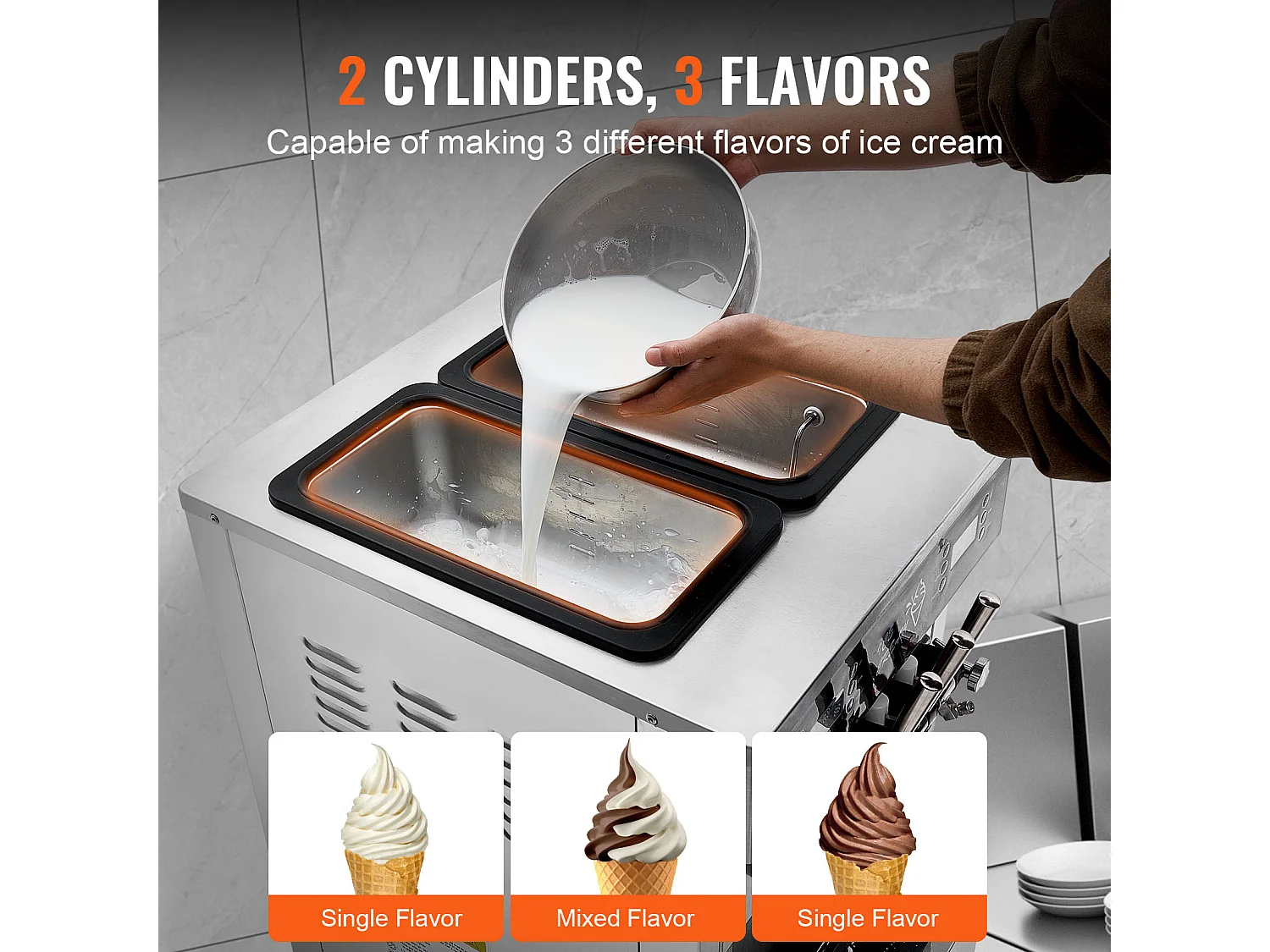 Sorbetière  SucceBuy Machine à Crème Glacée Commerciale 34-44 L/H Panneau LED 3 Parfums