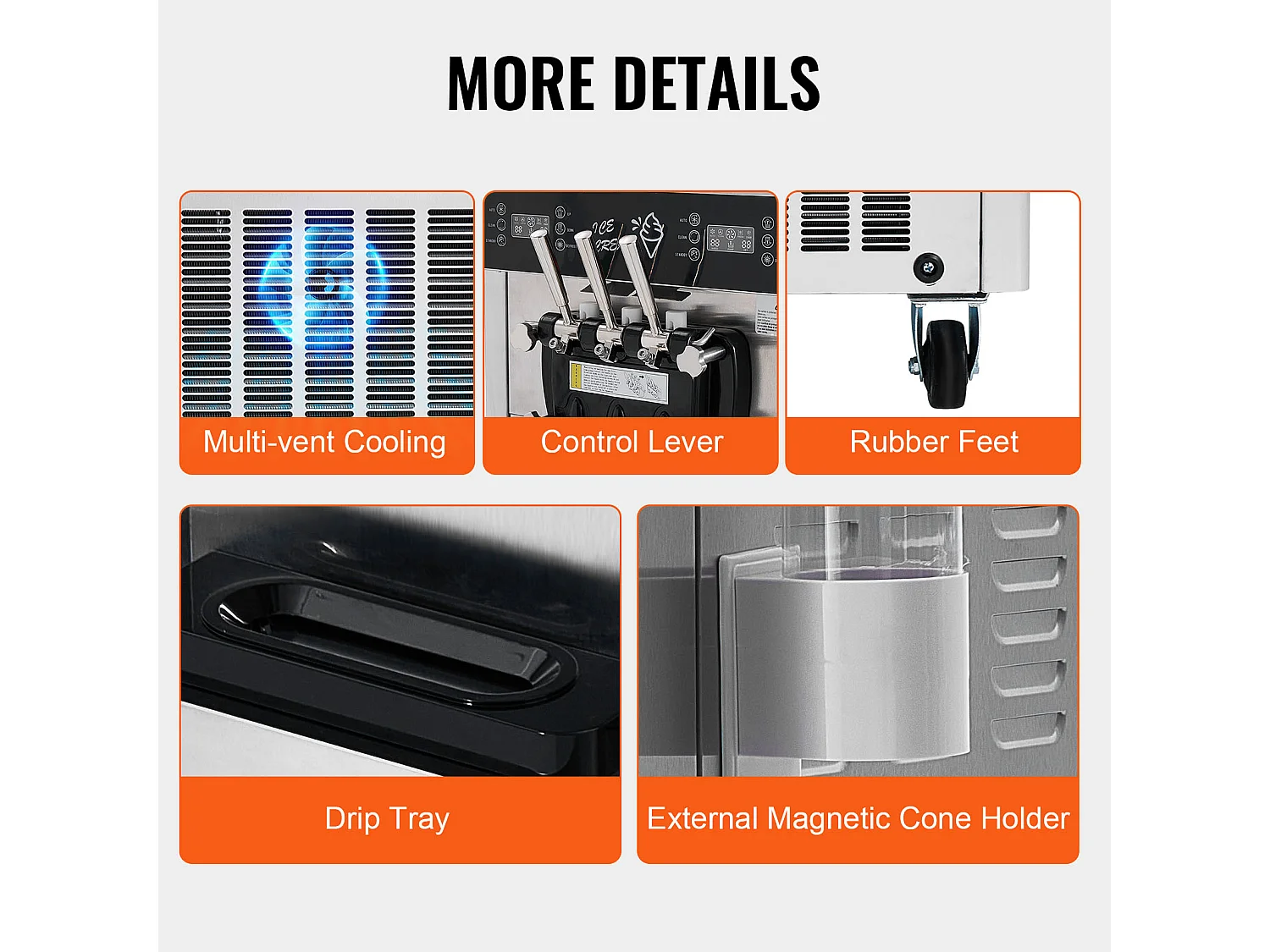 Sorbetière  SucceBuy Machine à Crème Glacée Commerciale 34-44 L/H Panneau LED 3 Parfums