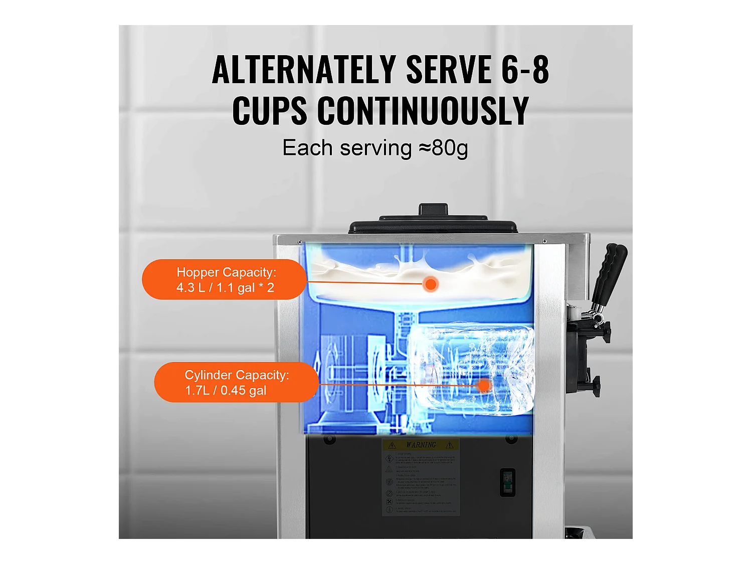 Machine à Crème Glacée Commerciale, Sorbetière à 3 Parfums SucceBuy, Rendement 21-31 L/H