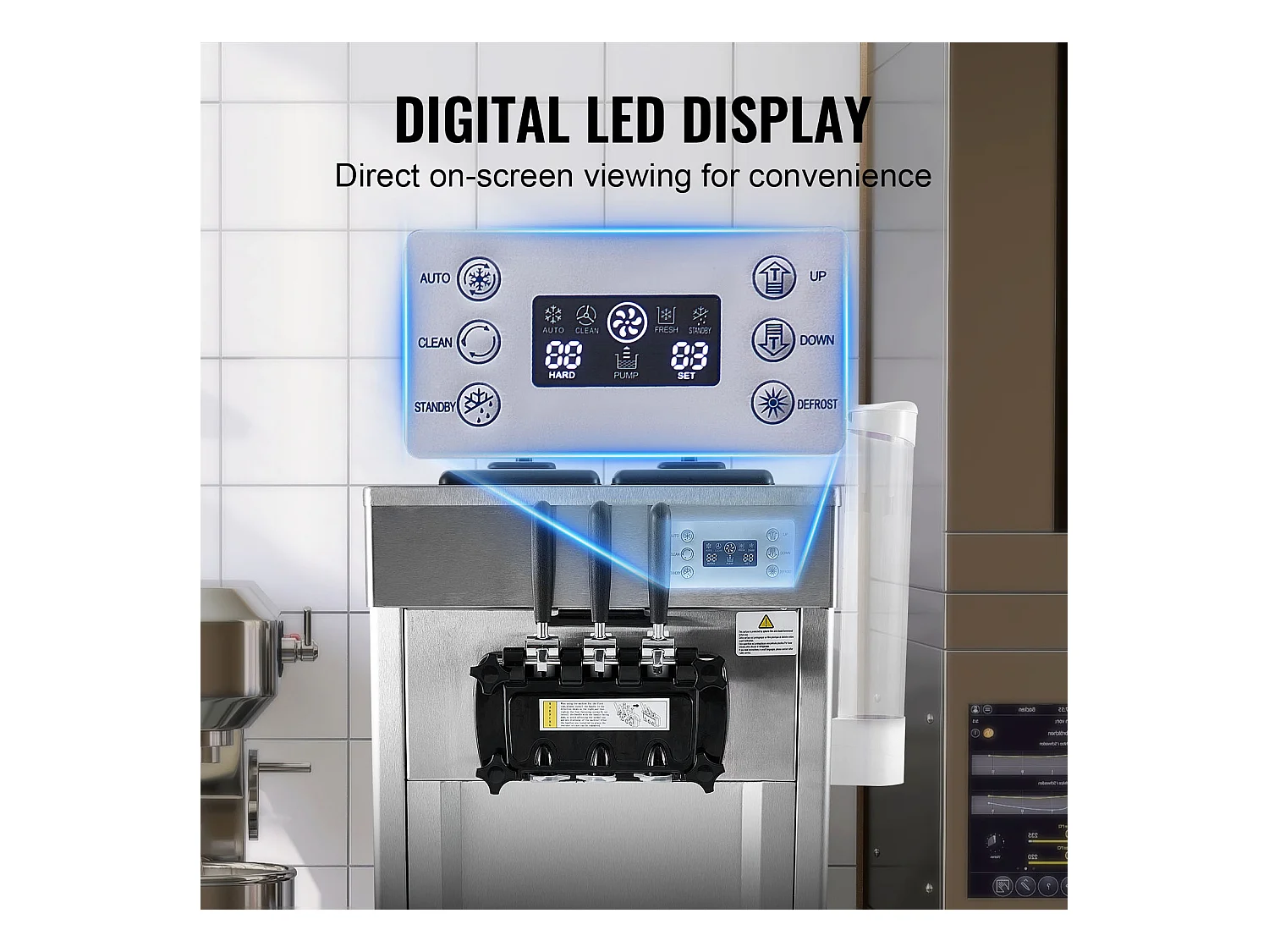 Machine à Crème Glacée Commerciale, Sorbetière à 3 Parfums SucceBuy, Rendement 21-31 L/H