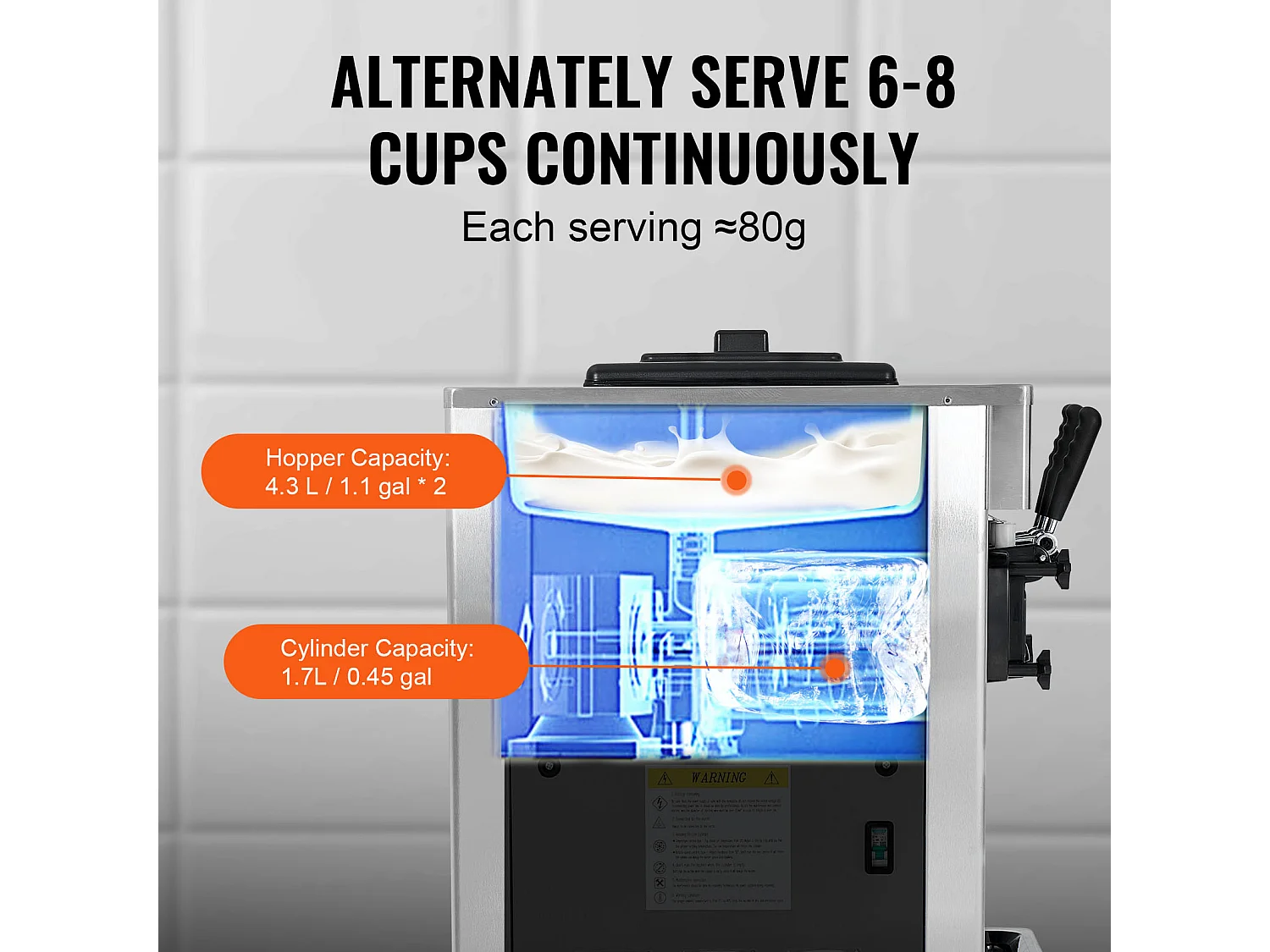 Machine à Crème Glacée Commerciale, Sorbetière à 3 Parfums SucceBuy, Rendement 21-31 L/H