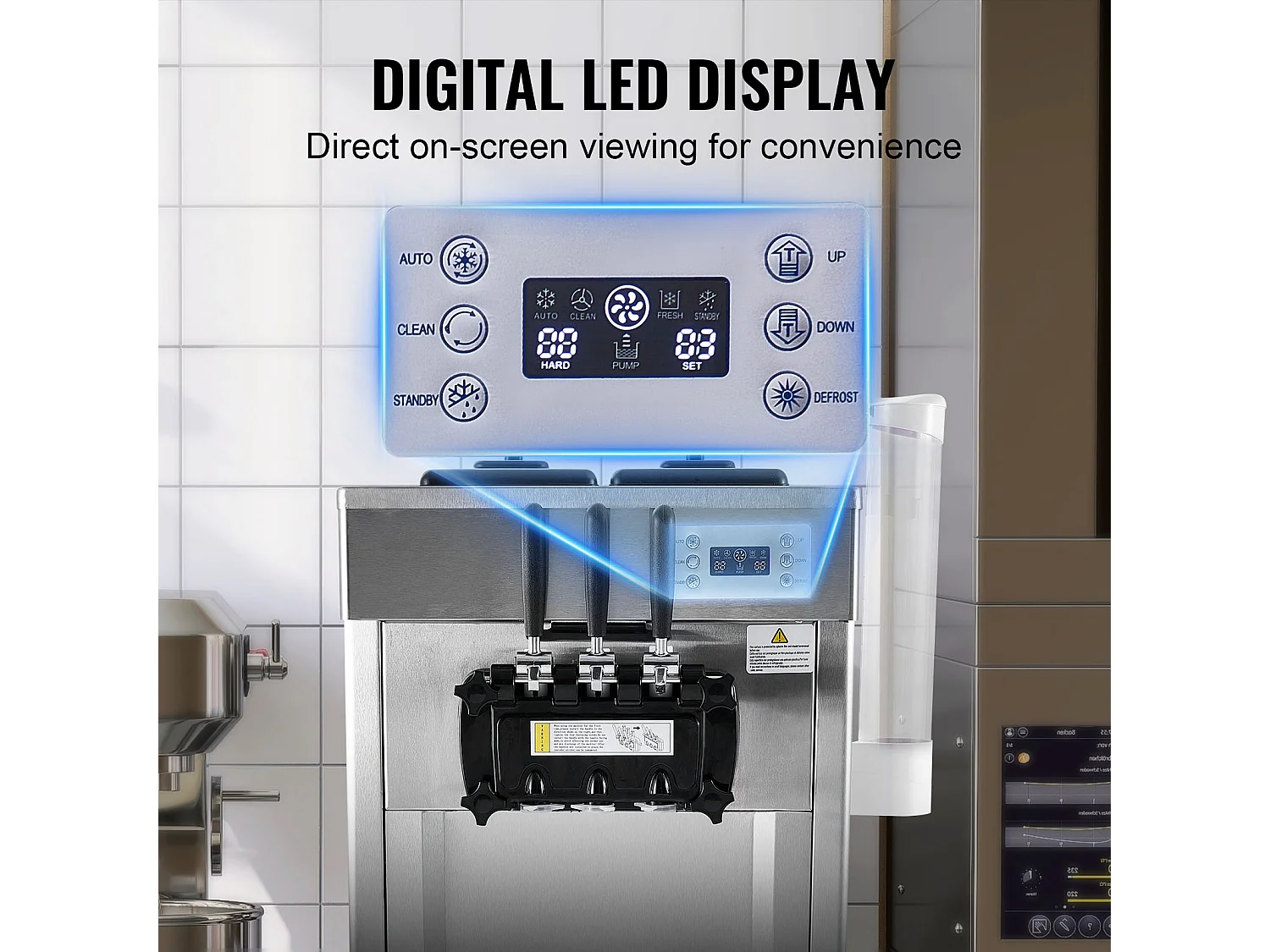 Machine à Crème Glacée Commerciale, Sorbetière à 3 Parfums SucceBuy, Rendement 21-31 L/H