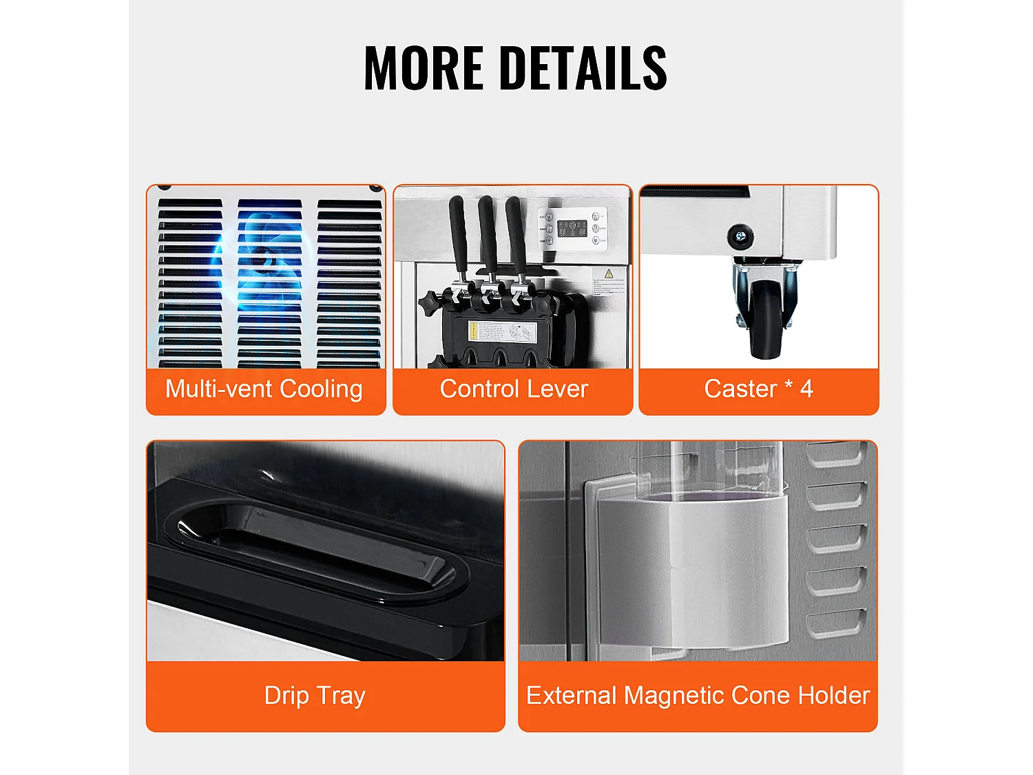 Machine à Crème Glacée Commerciale, Sorbetière à 3 Parfums SucceBuy, Rendement 21-31 L/H