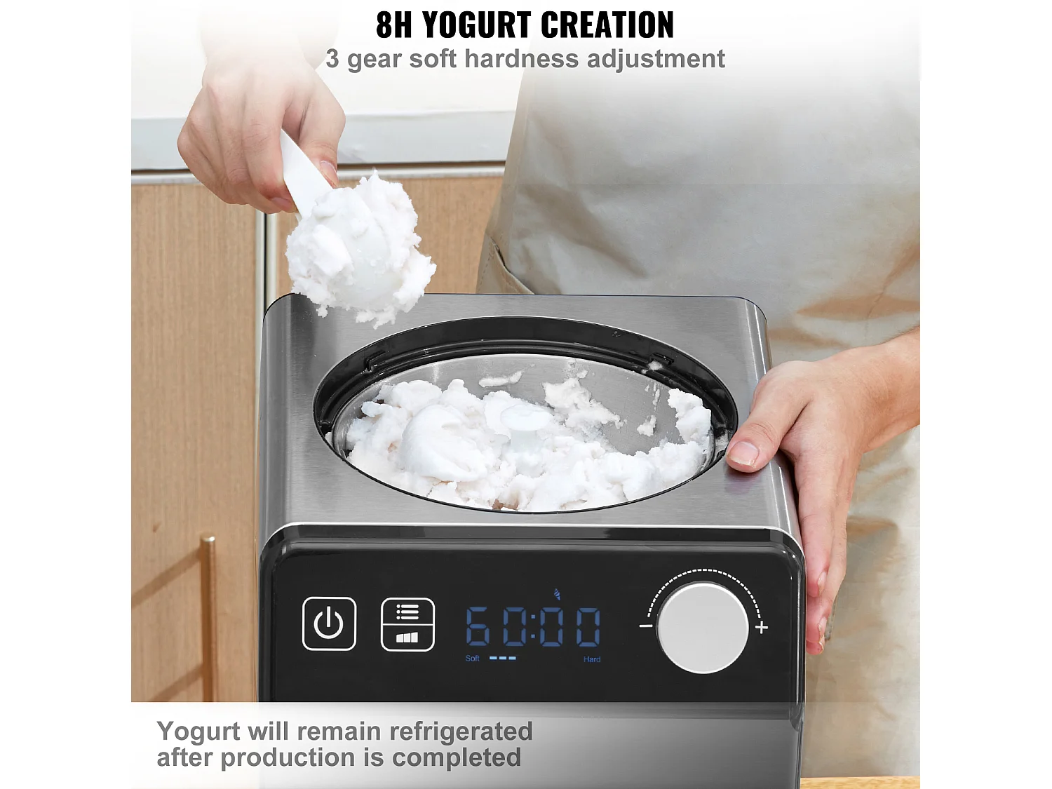 Sorbetaapparaat SucceBuy Automatische Ijsmachine 2L, Elektrische Ijsmachine voor Joghurt en Ijs, Zwart