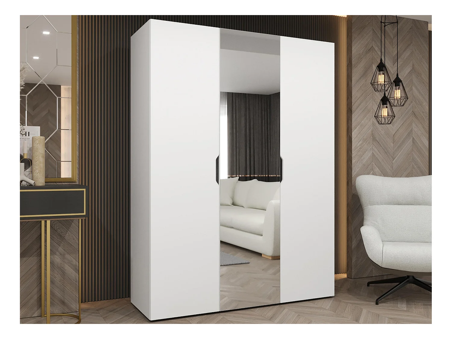 Armario Hartford 512, Blanco, 202x150x50cm, Puertas de armario: Con bisagras
