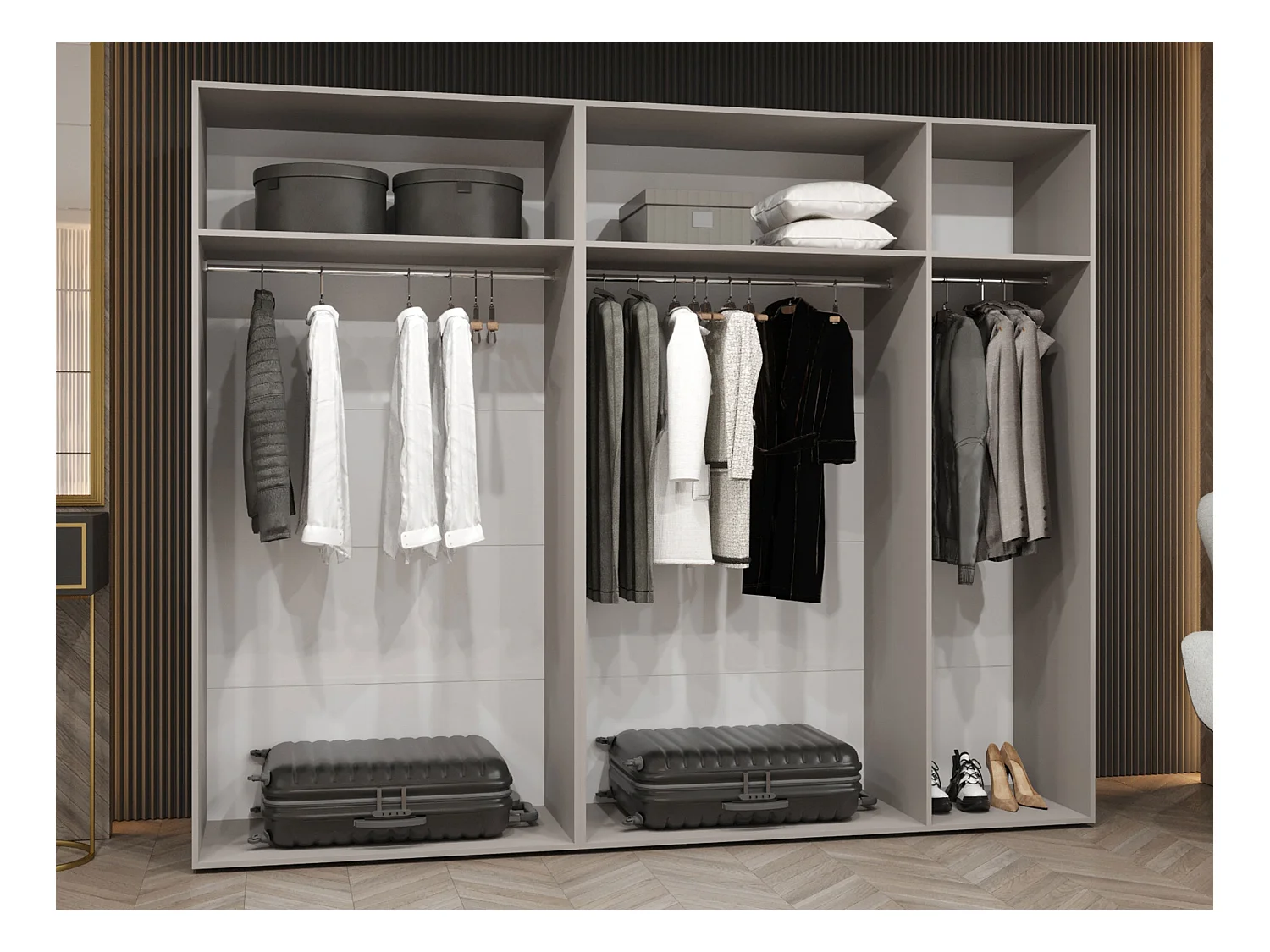 Armoire Hartford 515, Cachemire, 202x250x50cm, Portes d'armoire: Avec des charnières