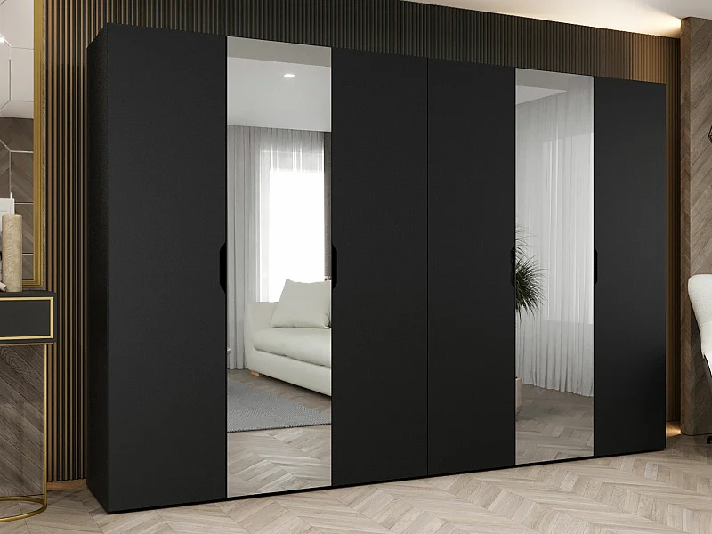 Armario Hartford 518, Negro, 202x300x50cm, Puertas de armario: Con bisagras