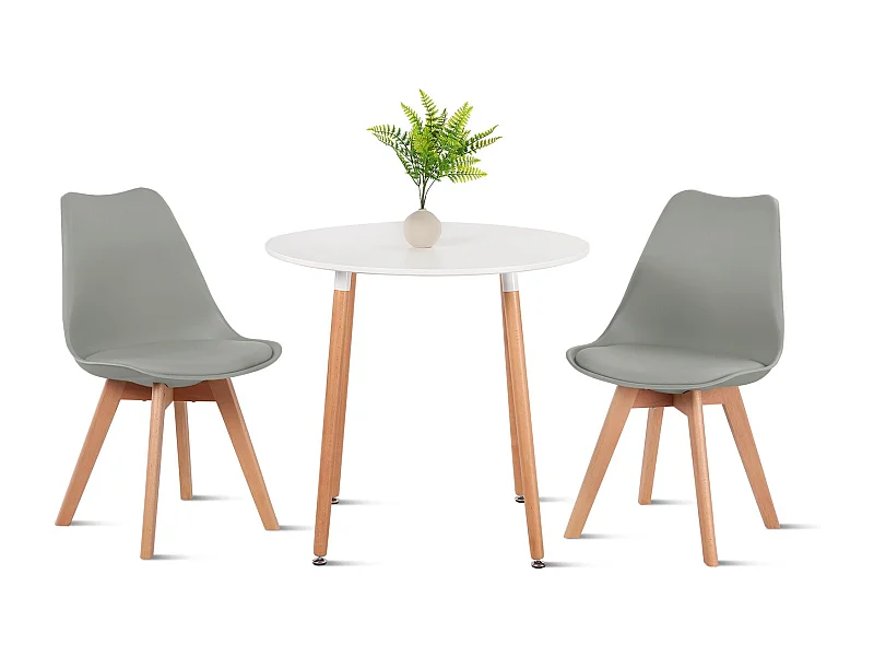 Lot de 2 Chaises design contemporain nordique scandinave - pieds en bois de hetre massif - Gris