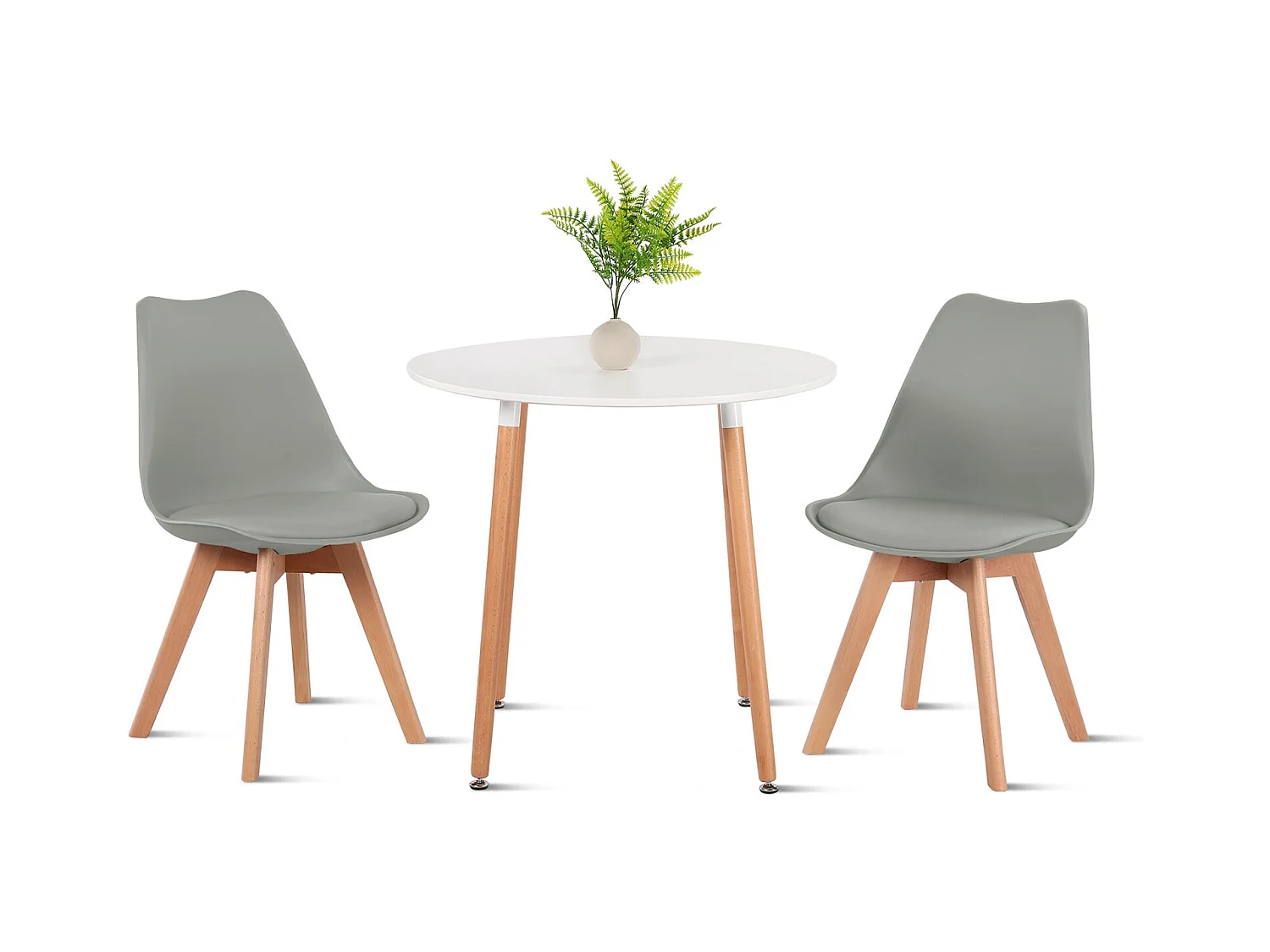Lot de 2 Chaises design contemporain nordique scandinave - pieds en bois de hetre massif - Gris