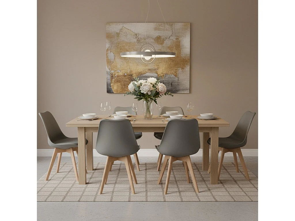 Lot de 2 Chaises design contemporain nordique scandinave - pieds en bois de hetre massif - Gris