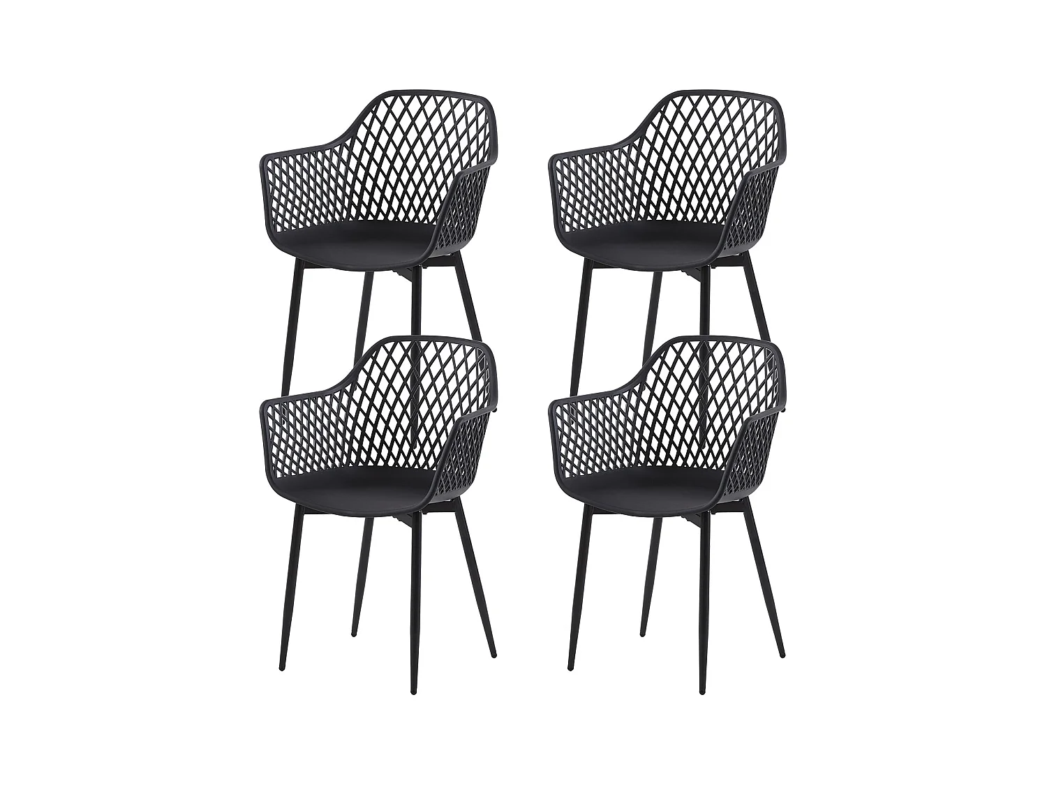 Lot de 4 Chaises de Salle à Manger de Style Scandinave - Noir - Idéales pour Terrasse, Jardin et Extérieur