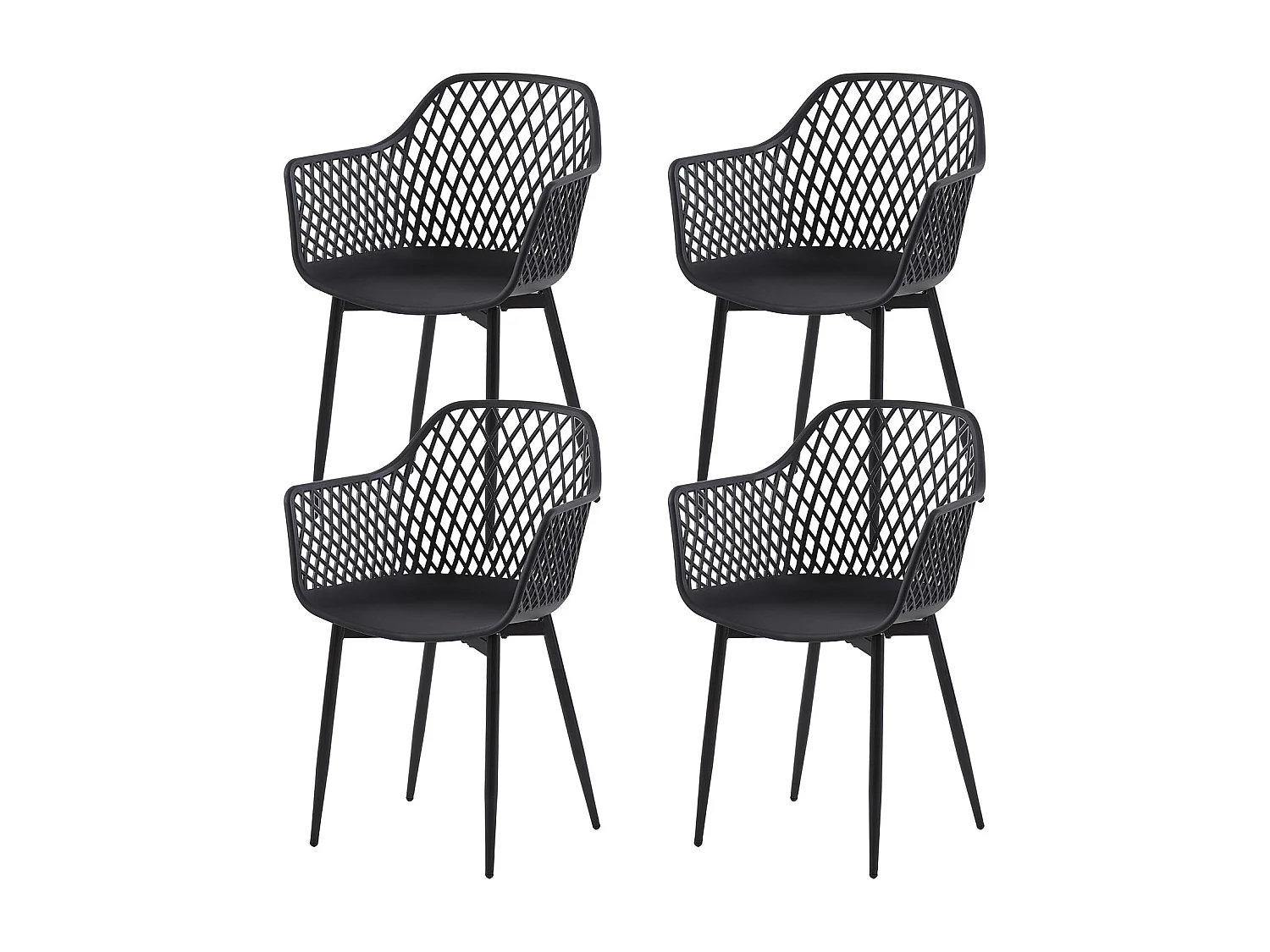 Lot de 4 Chaises de Salle à Manger de Style Scandinave - Noir - Idéales pour Terrasse, Jardin et Extérieur