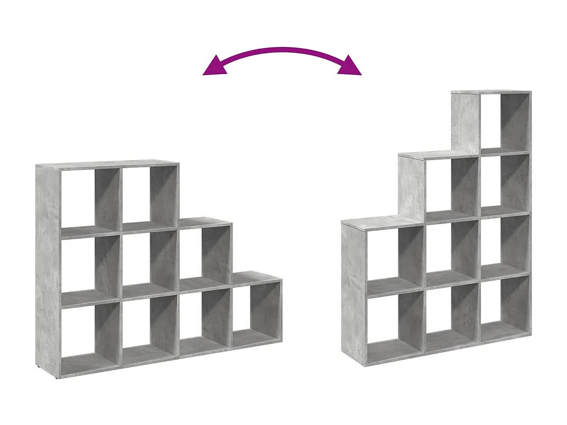 Étagère séparatrice de pièce à 3 niveaux gris béton