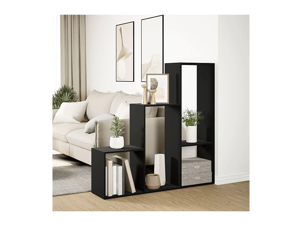 Kamerscherm / boekenkast 3-laags 123x29x123 cm hout zwart