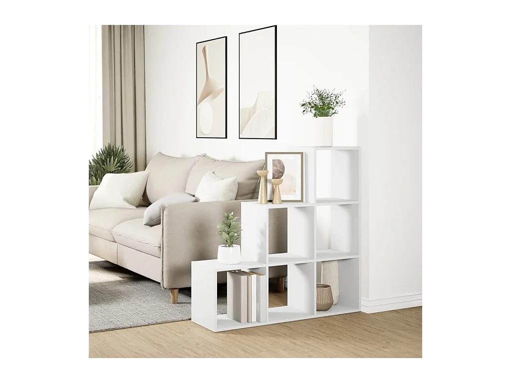 Étagère séparatrice de pièce à 3 niveaux blanc 99x29x99 cm