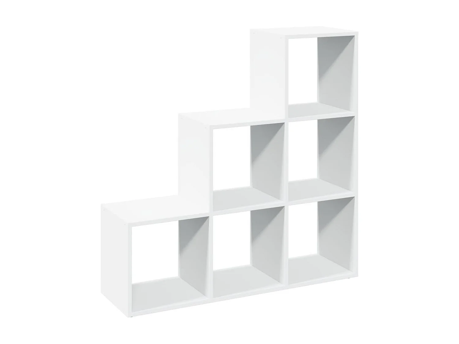 Bibliothèque séparateur de pièce à 3 niveaux Blanc 99 x 29 x 99 cm Bois d'ingénierie