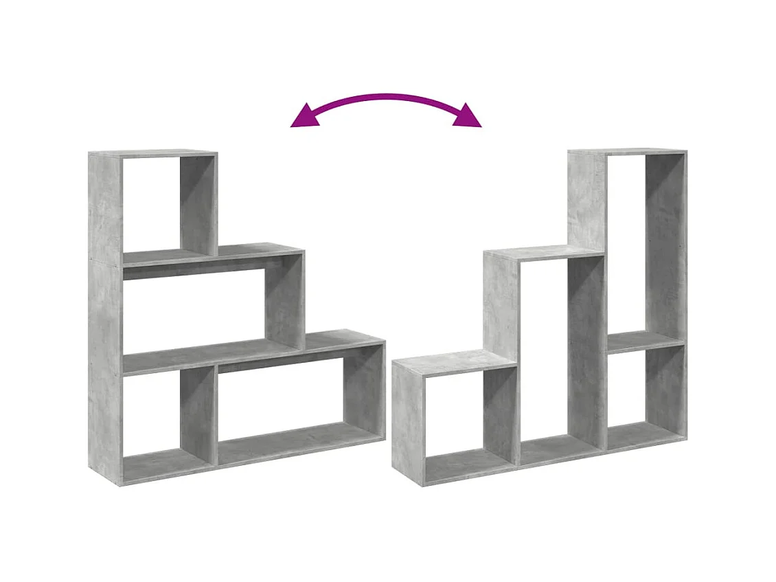 Librería divisora 3 niveles madera gris hormigón 123x29x123 cm