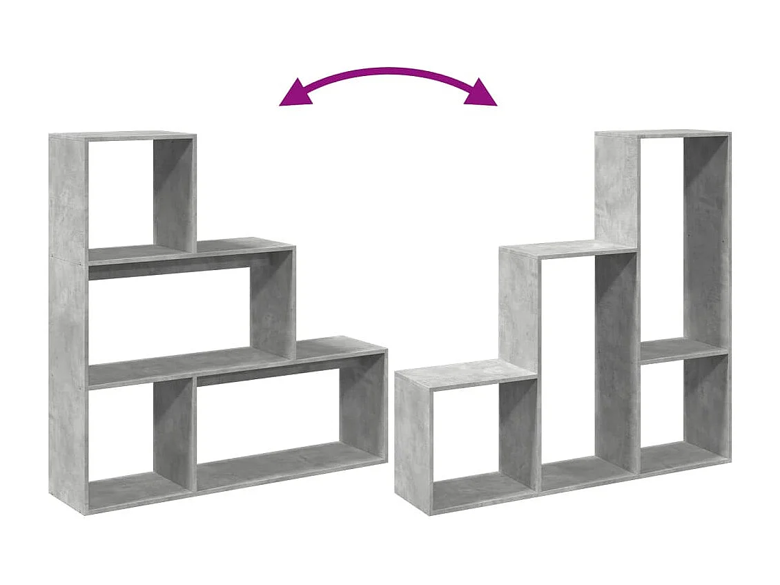 Étagère séparatrice de pièce 3 niveaux gris béton 123x29x123 cm