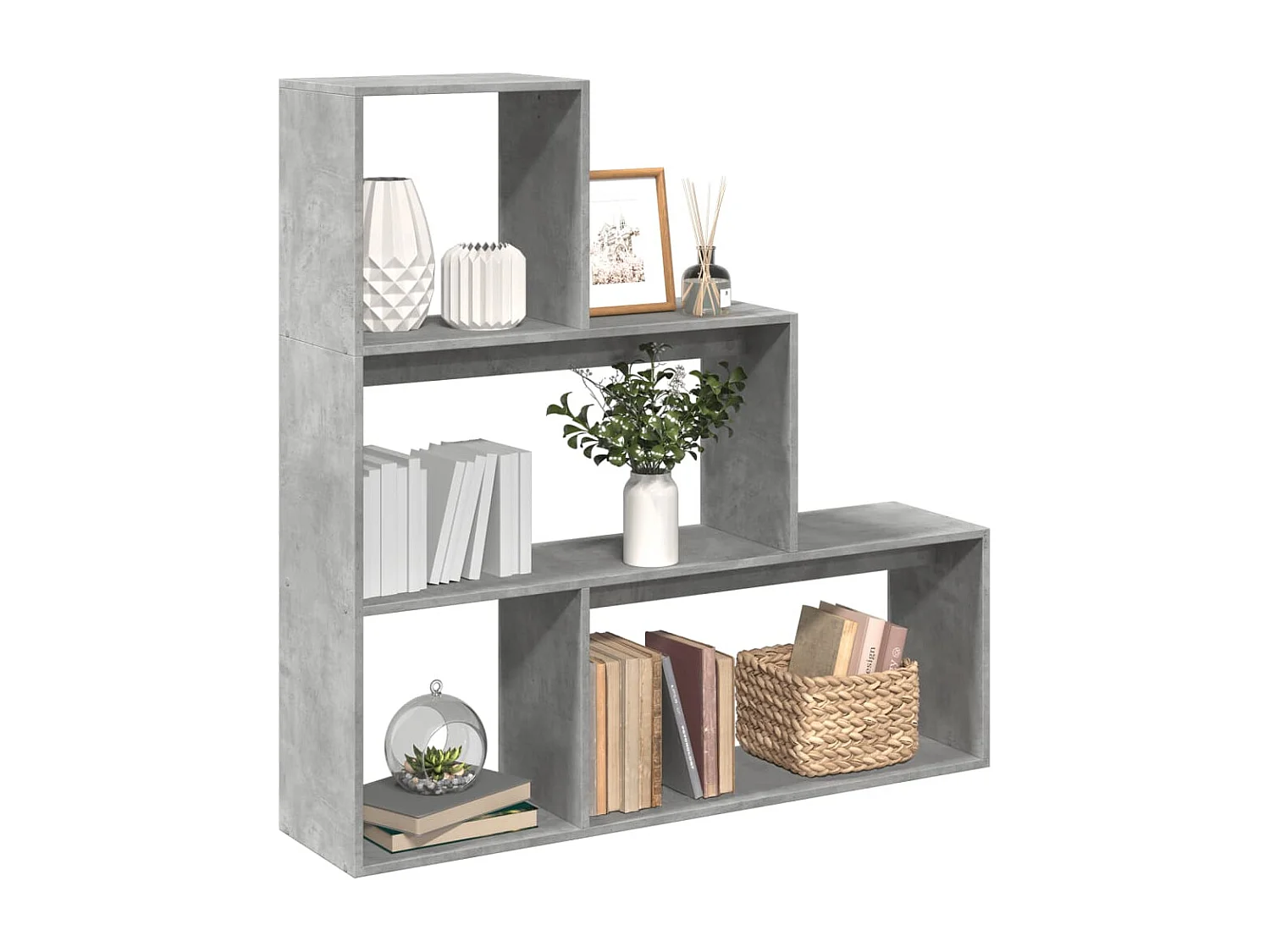 Libreria Divisorio 3Piani Grigio Cemento 123x29x123 Truciolato