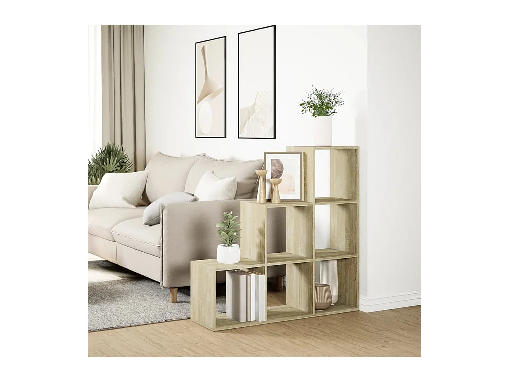 Étagère séparatrice de pièce 3 niveaux chêne sonoma 99x29x99 cm