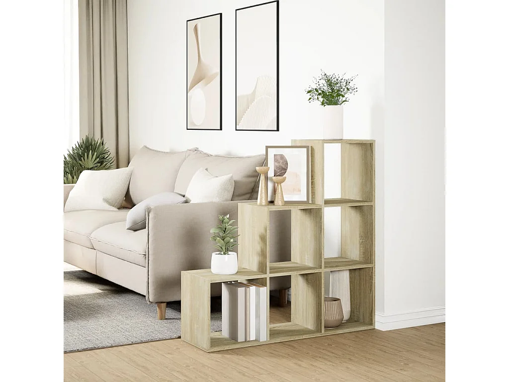 Étagère séparatrice de pièce 3 niveaux chêne sonoma 99x29x99 cm