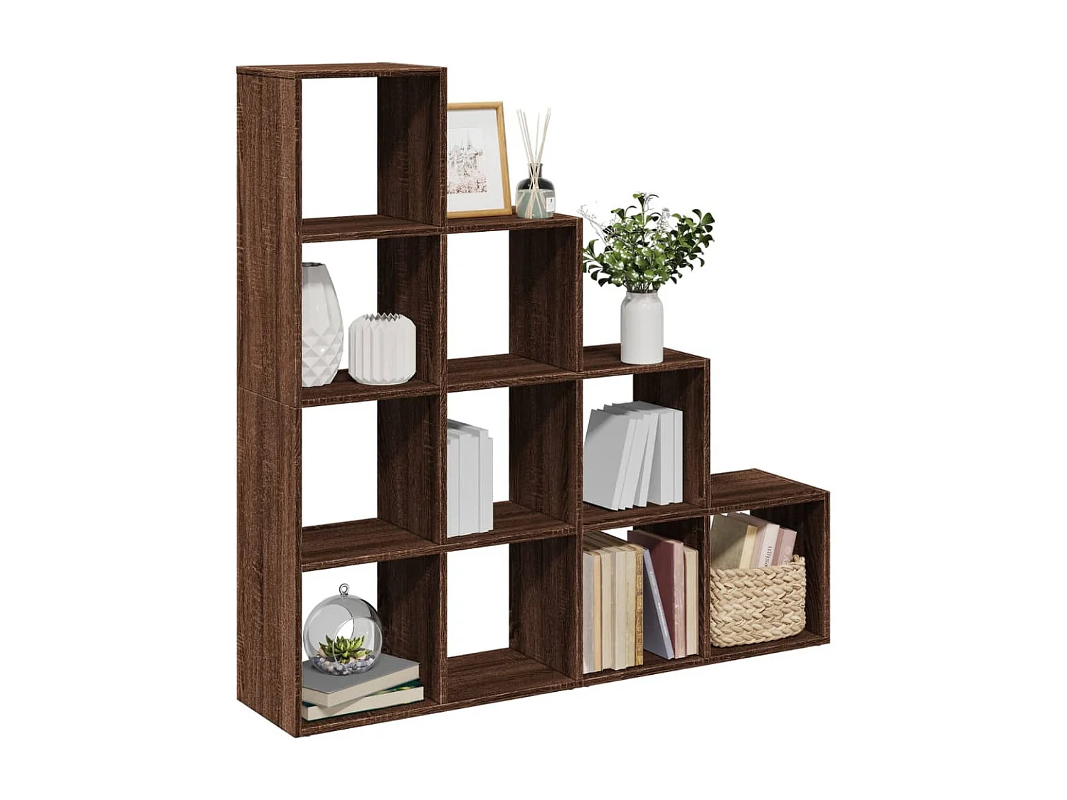 Étagère séparatrice de pièce 4 niveaux chêne marron