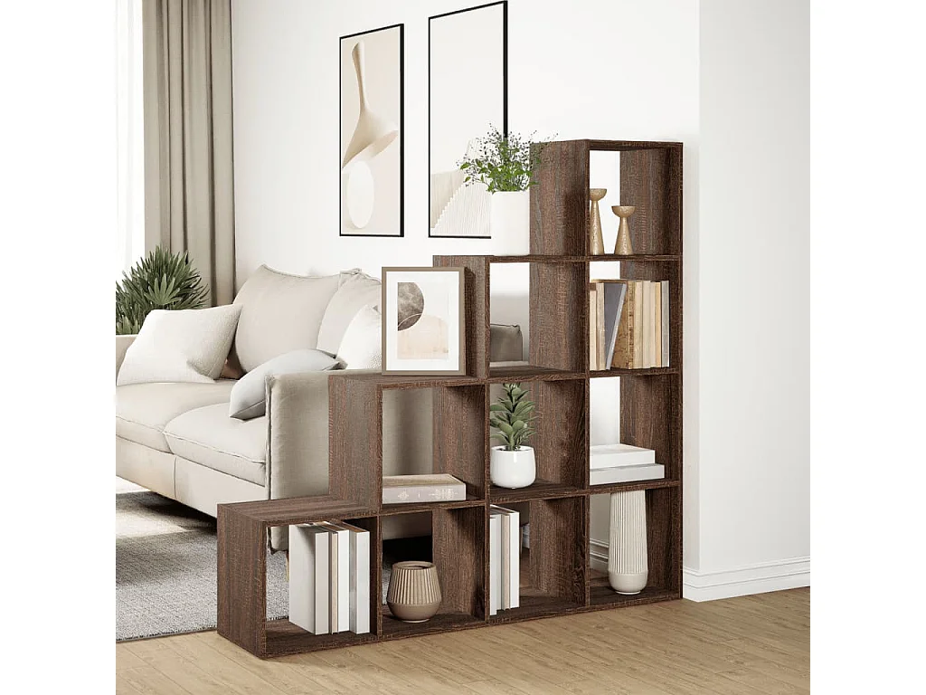 Étagère séparatrice de pièce 4 niveaux chêne marron