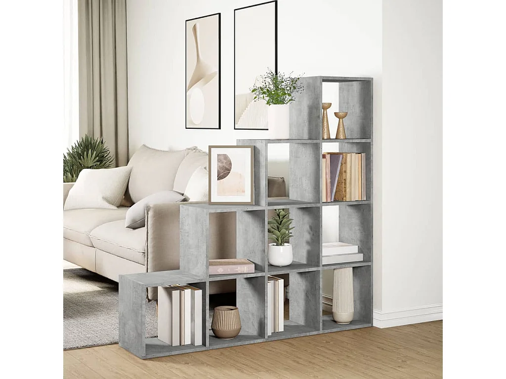 Raumteiler-Bücherregal 4 Stufen Betongrau 131,5x29x131,5 cm
