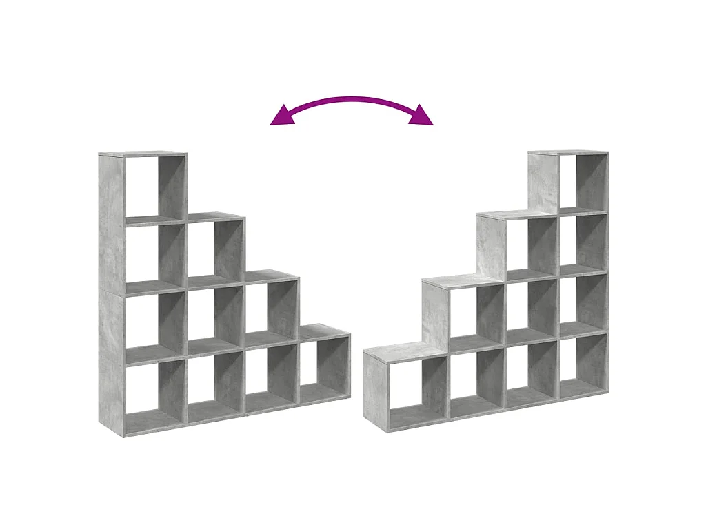 Kamerscherm / boekenkast 4-laags 131,5x29x131,5 cm hout grijs