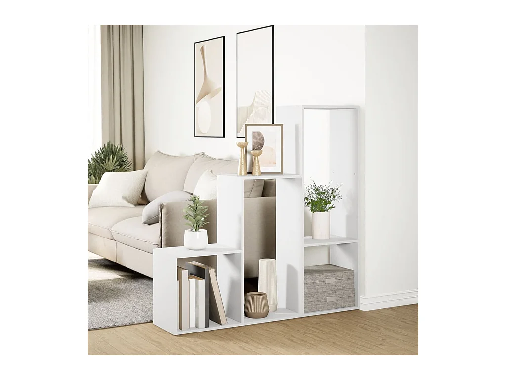 Étagère séparatrice de pièce à 3 niveaux blanc 123x29x123 cm