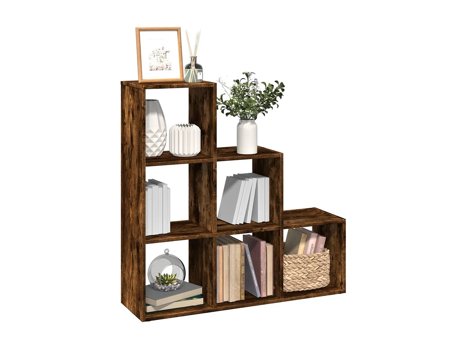 Raumteiler-Bücherregal 3 Etagen Räuchereiche 99x29x99 cm