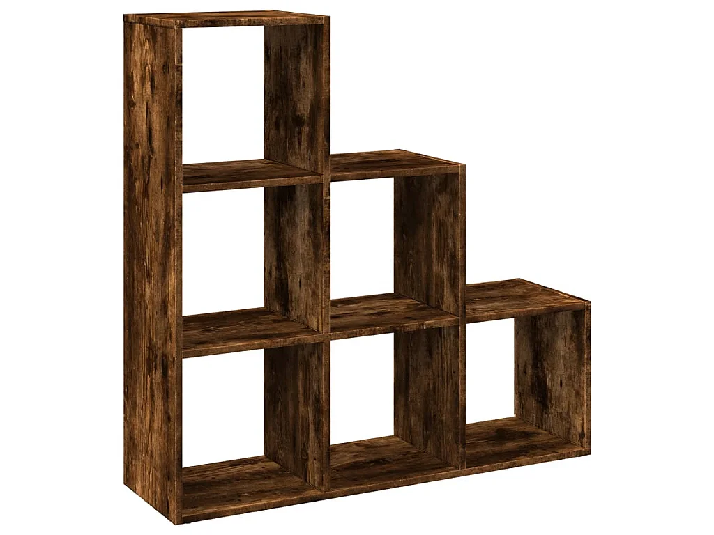 Étagère séparatrice de pièce à 3 niveaux chêne fumé 99x29x99 cm
