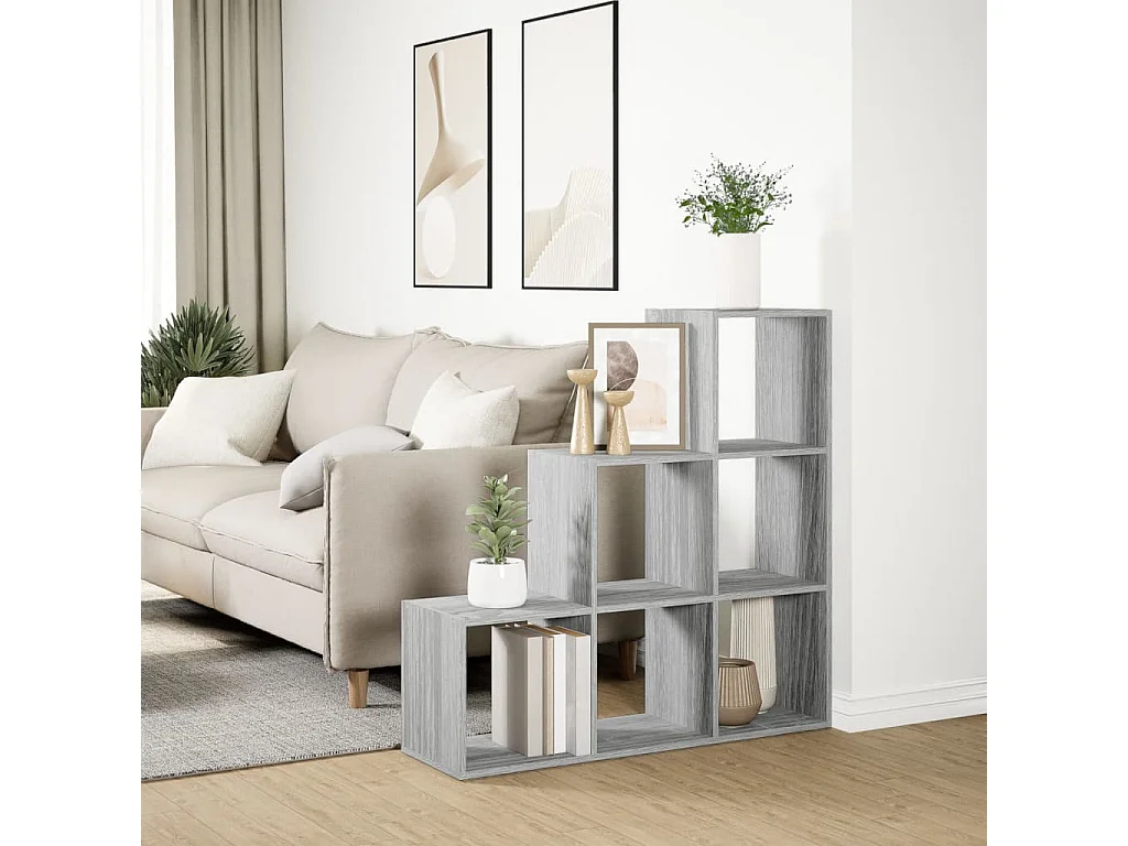 Étagère séparatrice de pièce à 3 niveaux sonoma gris 99x29x99cm