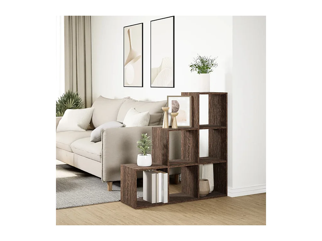 Étagère séparatrice de pièce 3 niveaux chêne marron 99x29x99 cm