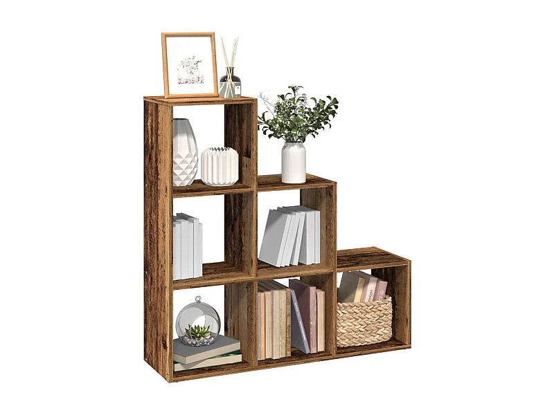 Raumteiler-Bücherregal 3 Etagen Altholz-Optik 99x29x99 cm