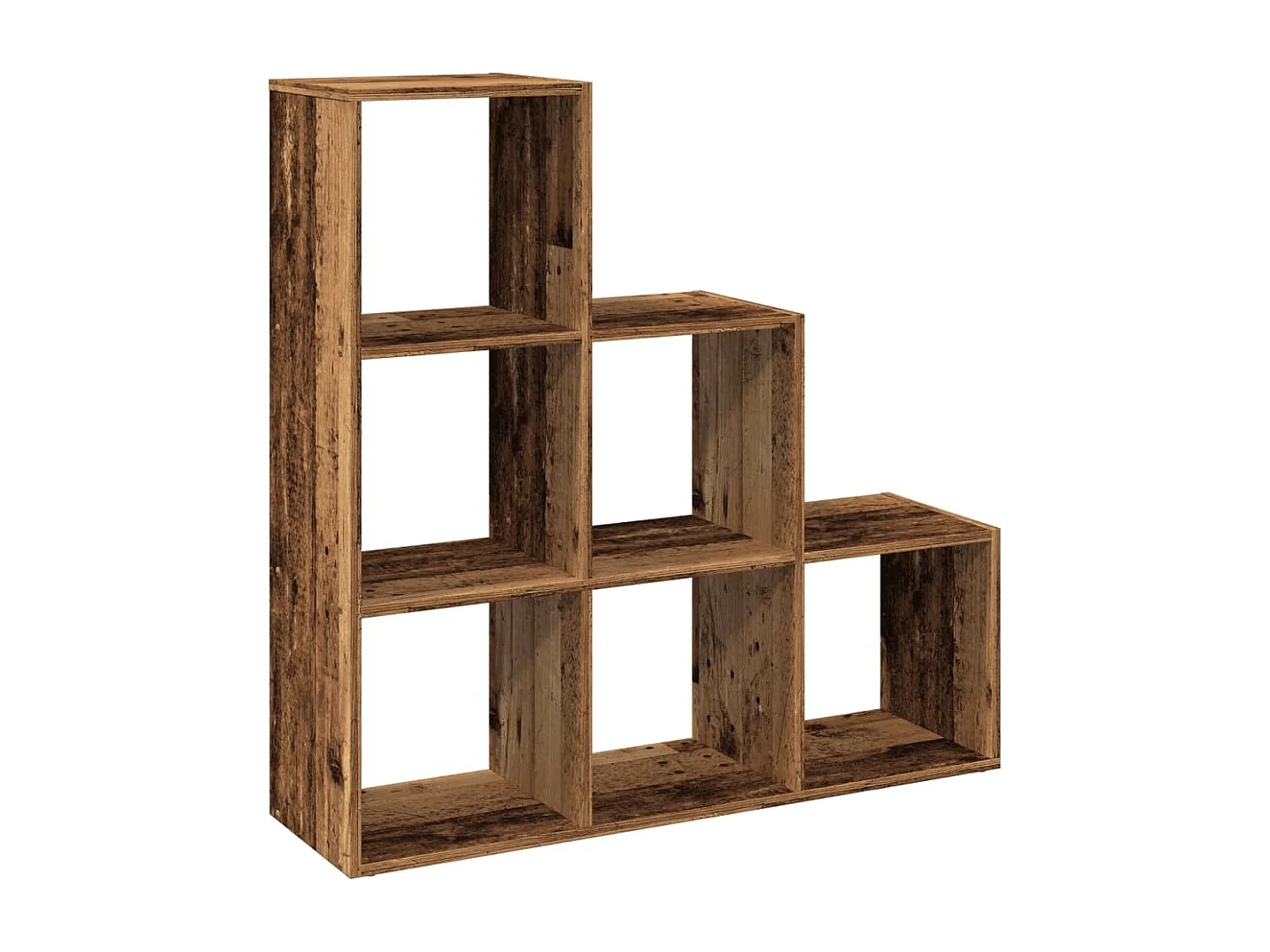 Étagère séparatrice de pièce à 3 niveaux vieux bois 99x29x99 cm