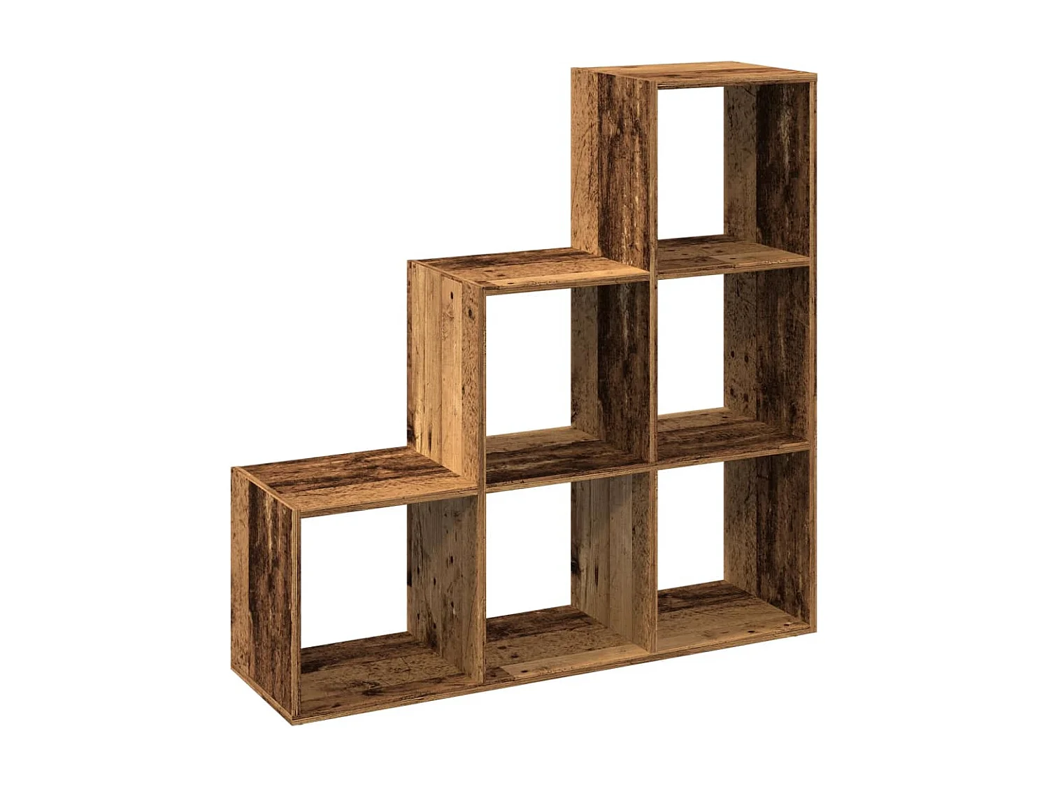 Étagère séparatrice de pièce à 3 niveaux vieux bois 99x29x99 cm
