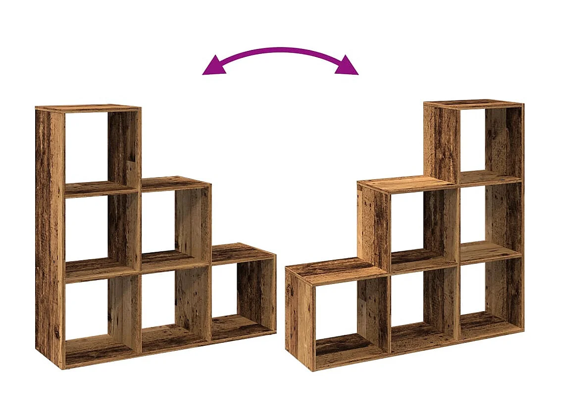 Étagère séparatrice de pièce à 3 niveaux vieux bois 99x29x99 cm