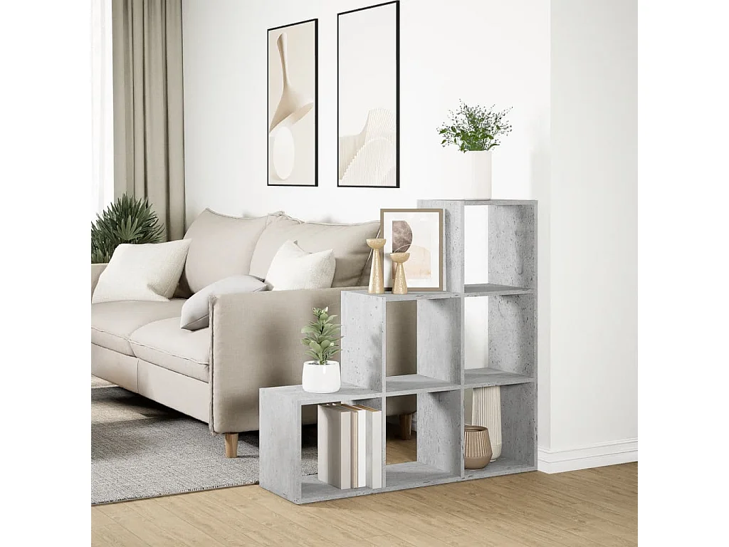 Kamerscherm / boekenkast 3-laags 99x29x99 cm hout betongrijs