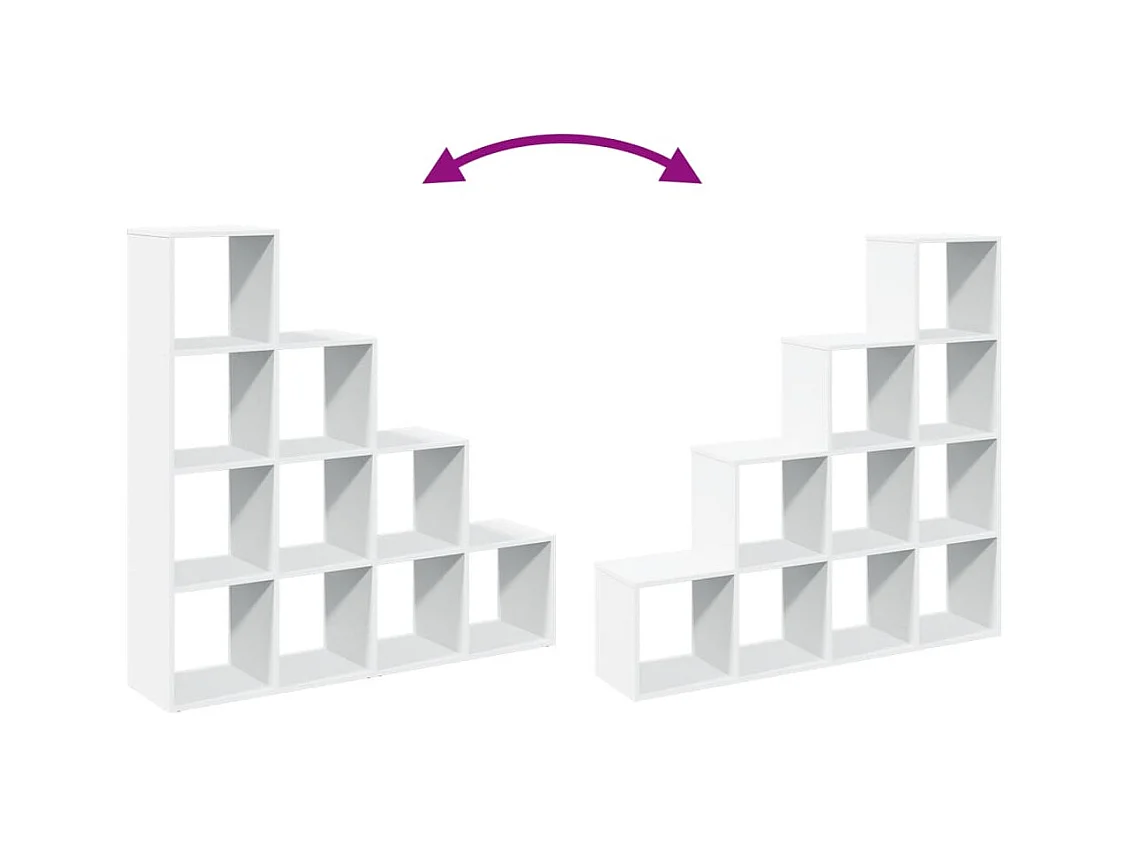 Raumteiler-Bücherregal 4 Stufen Weiß 131,5x29x131,5 cm