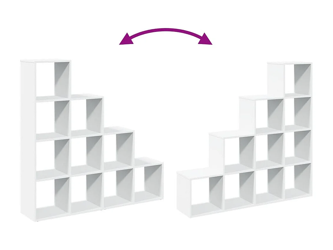 Étagère séparatrice de pièce à 4 niveaux blanc 131,5x29x131,5cm